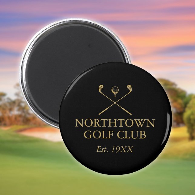 Personlig Golf Klubb Namn Black och Guld Magnet (Personalized Golf Club Name Black And Gold Magnet)