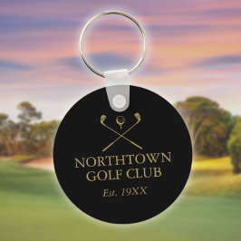 Personlig Golf Klubb Namn Black och Guld Nyckelring
