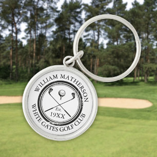 Personlig Golf Klubb Namn fastställt datum Rund Silverfärgad Nyckelring