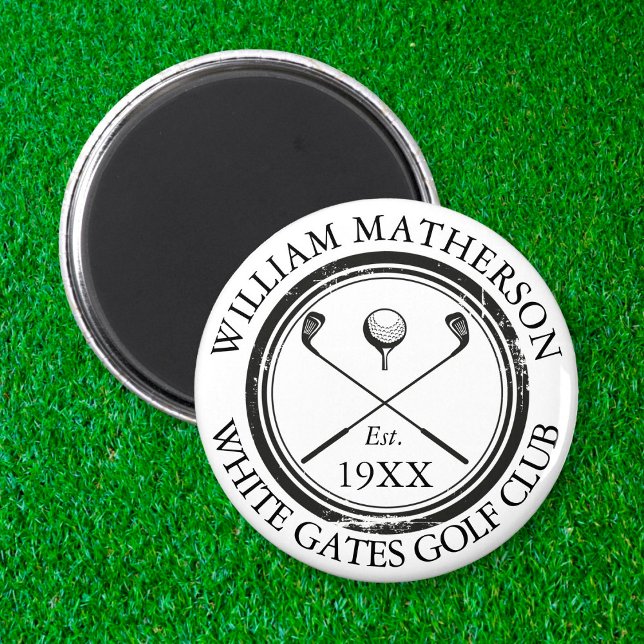Personlig Golf Klubb Namn Golf Retro Frimärke Magnet (Skapare uppladdad)