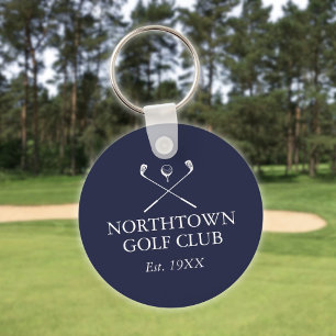 Personlig Golf Klubb Namn marint blått Nyckelring
