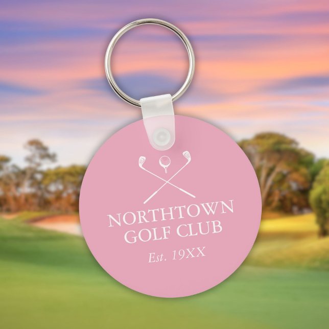 Personlig Golf Klubb Namn Rosa Nyckelring (Personalized Golf Club Name Pink Keychain)