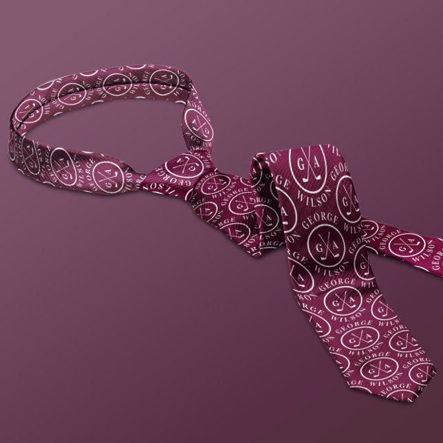 Personlig Golf Monogram Namn Burgundy Golf Boll Slips (Skapare uppladdad)