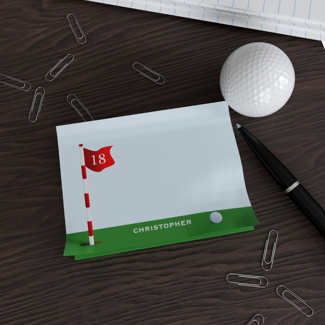 Personlig Golf Pining Grönt Post it Notes Post-it Block (Just add your name to the putting green and add your favorite flag number)