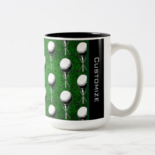 Personlig Golf Tee Grass Grönt Två-Tonad Mugg (Höger)