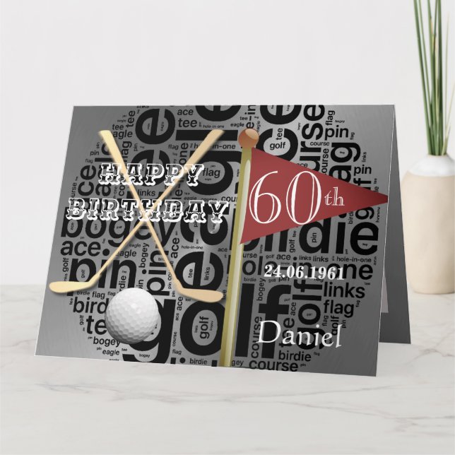 Personlig golf-tema 60-års födelsedagskort kort (Framsida)