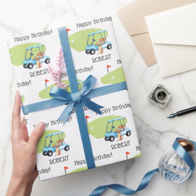 Personlig Golf Theme Namn Birthday Presentpapper (Gifting)