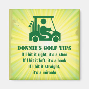 Personlig Golf Tip Golfer Cart Grönt Magnet
