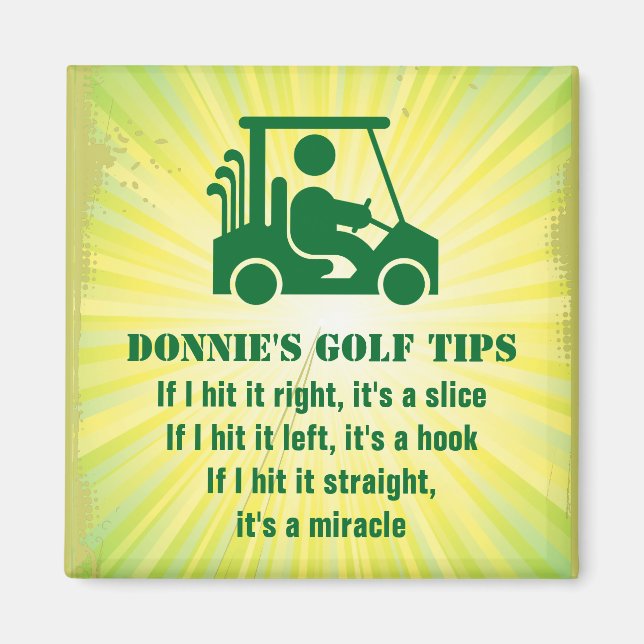 Personlig Golf Tip Golfer Cart Grönt Magnet (Framsidan)