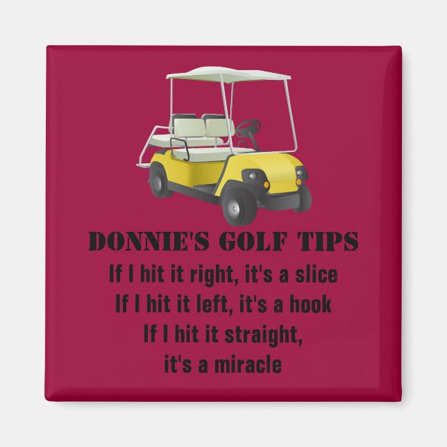 Personlig Golf Tip Golfer Cart Red Magnet (Framsidan)