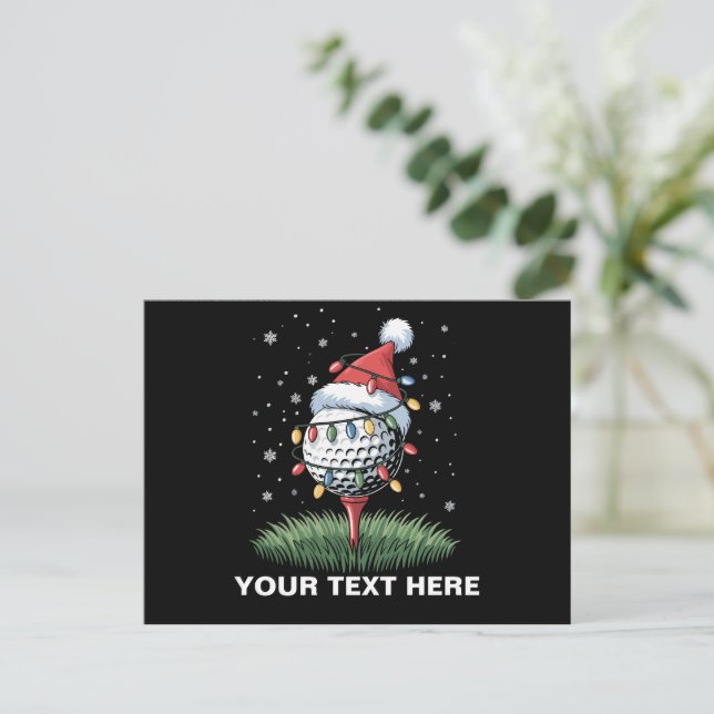 Personlig golfboll julgran Santa hatt Helg Vykort (Stående Fram)