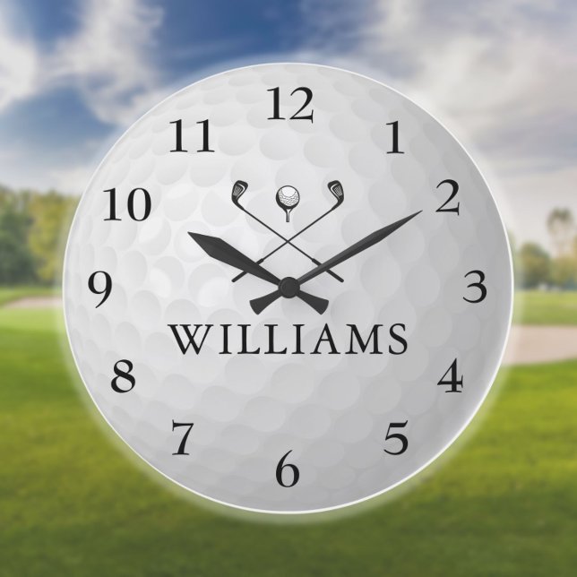 Personlig golfboll med eget namn stor klocka (Personalized Custom Name Golf Ball Large Clock)