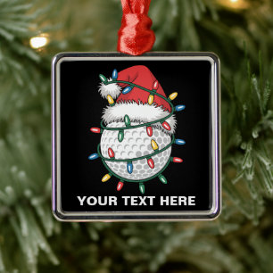 Personlig golfboll Santa hatt julbelysning Julgransprydnad Metall