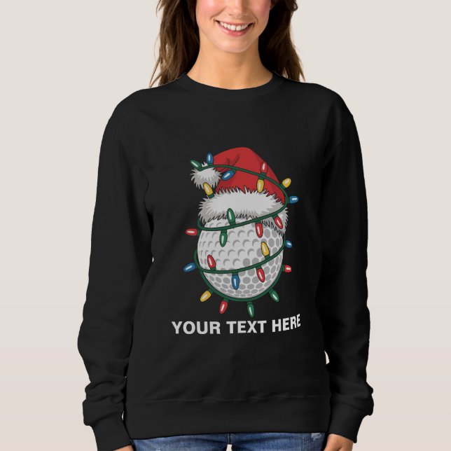 Personlig golfboll Santa hatt julbelysning T Shirt (Framsida)
