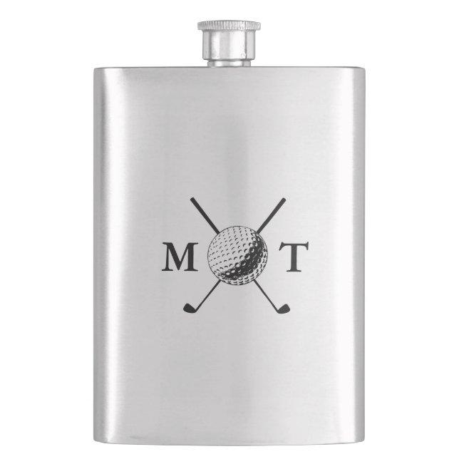 Personlig golfbollsklubba med initialmonogram fickplunta (Framsidan)