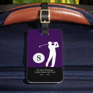 Personlig Golfer Monogram Lila Bagagebricka