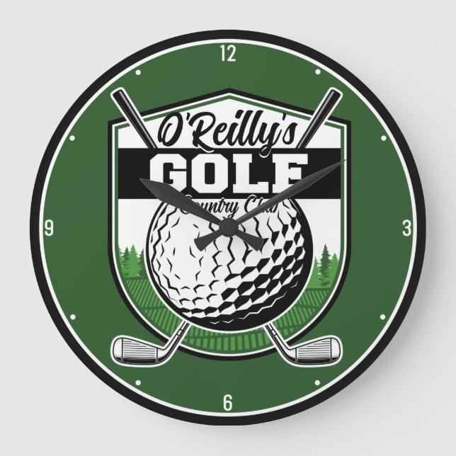 Personlig Golfer Player Pro Golf Land Klubb Stor Klocka (Framsida)