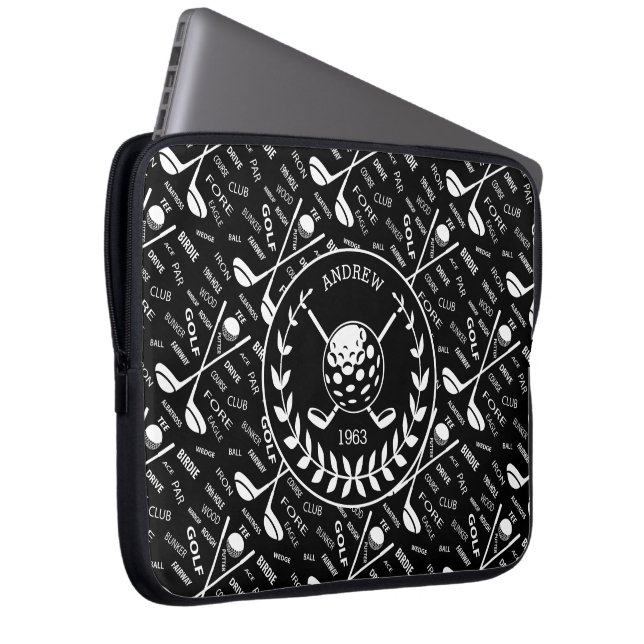 Personlig golfer snyggt golf logotyp laptop fodral (Framsidan Höger)