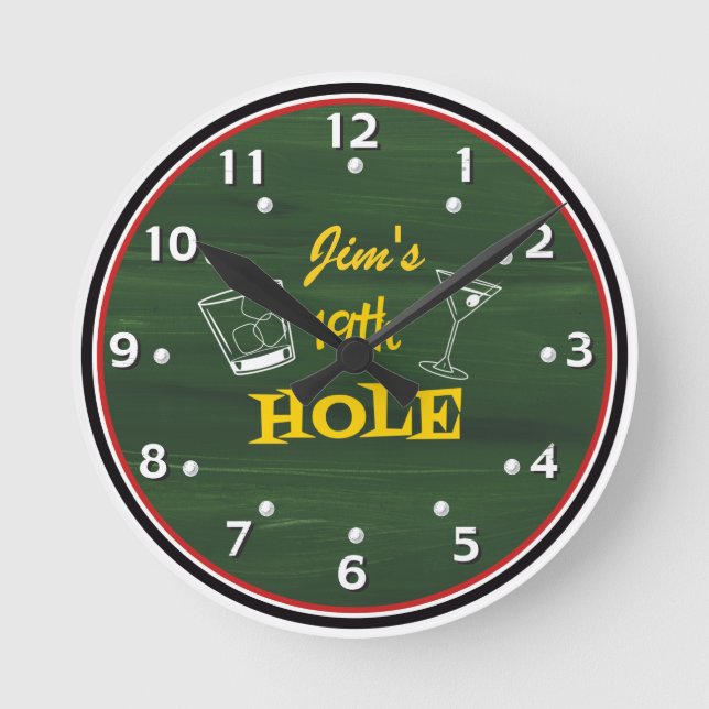 Personlig Golfer's Clock, 19:e Hål Rund Klocka (Framsida)