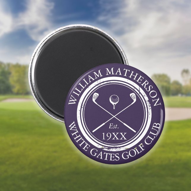 Personlig golfföreningsnamn Lila Magnet (Personalized Golf Club Name Purple Magnet)