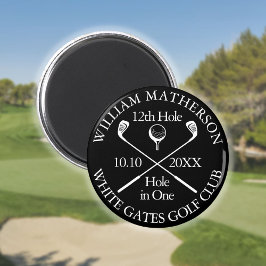 Personlig golfhål Hole in One svart och vit Magnet