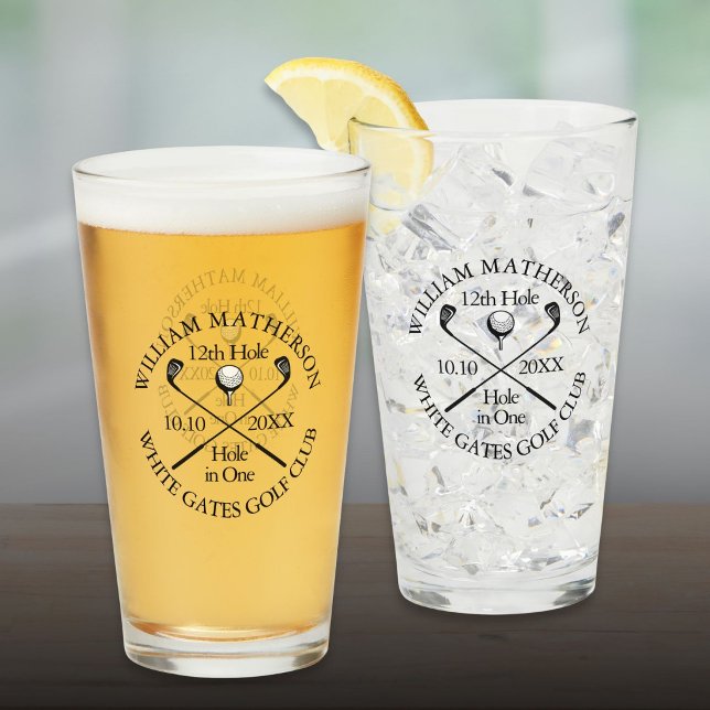Personlig Golfhål-i-ett Modern Klassiker Glaskopp (Personalized Golf Hole in One Modern Classic Glass)