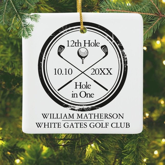 Personlig golfhål-i-ett retro keramisk prydnad julgransprydnad keramik (Personalized Golf Hole in One Retro Ceramic Orname Ceramic Ornament)