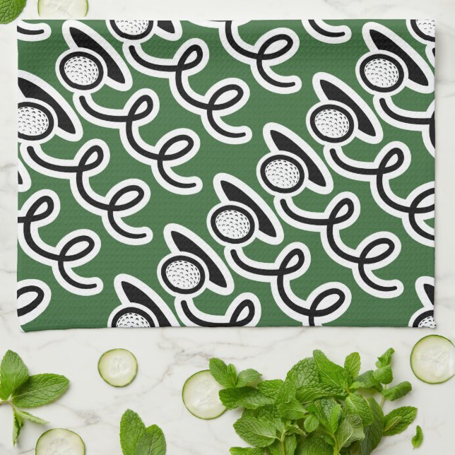 Personlig golfhandduk med golfboll mönster kökshandduk (Vikta)