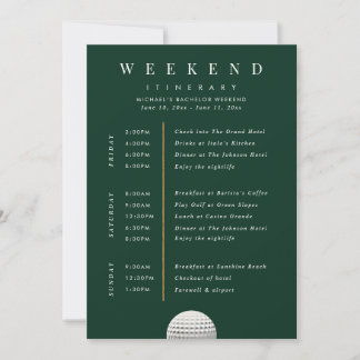 Personlig golfhelg Itinerary Card Inbjudningar