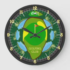 Personlig Golfing Klubb Large Clock Stor Klocka