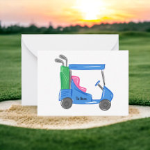 Personlig golfkartsnotkort i preppy blå