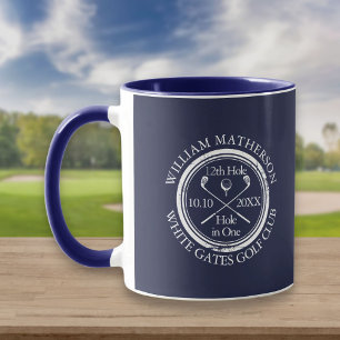 Personlig golfmugg i marinblått för Hole in One Mugg