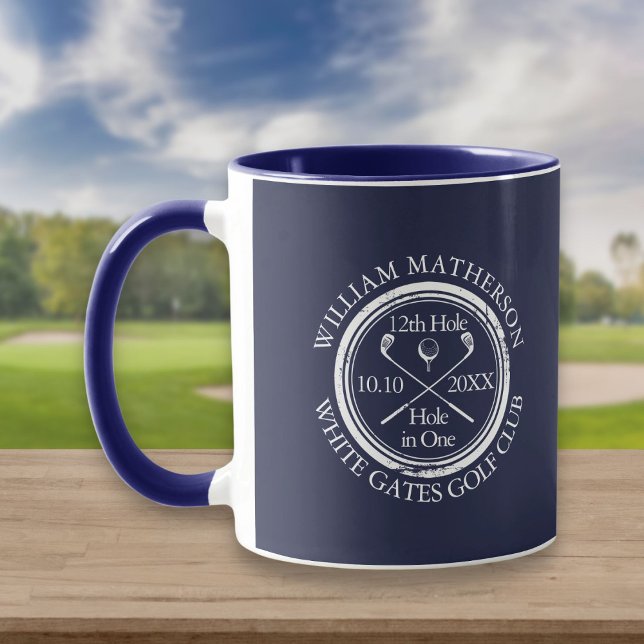 Personlig golfmugg i marinblått för Hole in One Mugg (Skapare uppladdad)