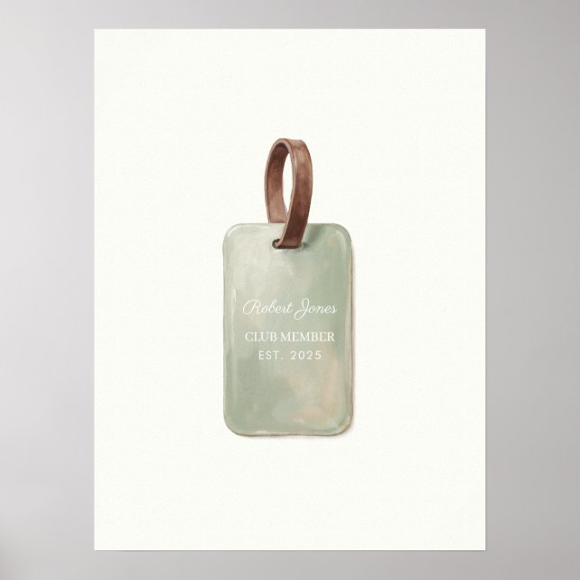 Personlig golfnamnskylt väggkonst (Framsidan)