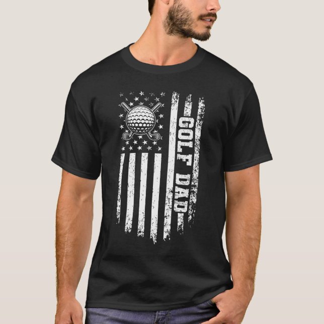 Personlig Golfpappa Grunge Fars Dag T-Shirt (Framsida)