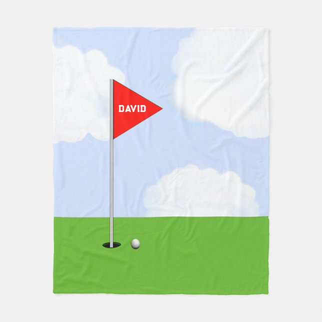 Personlig golfpresent fleecefilt (Framsidan)