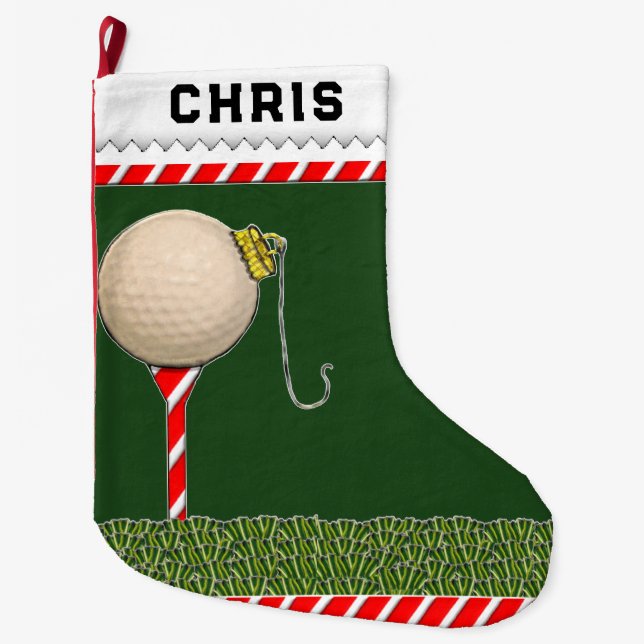 Personlig golfpresent för semester stor julstrumpa (Framsidan)