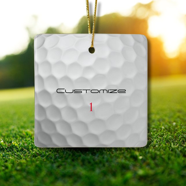 Personlig golfpresent med anpassat namn och nummer julgransprydnad keramik (Skapare uppladdad)