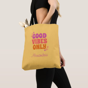 Personlig Good Vibes Gult Tygkasse