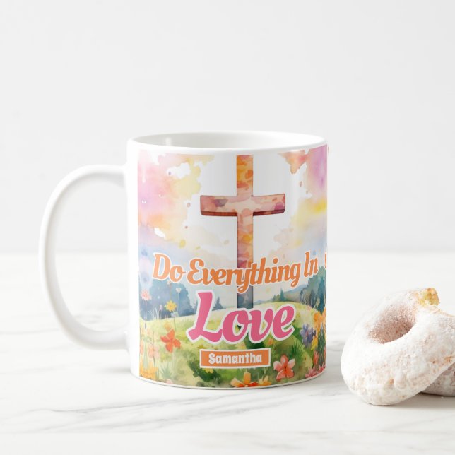 personlig gör allt i Kärlek Christian Kaffemugg (Med munk)