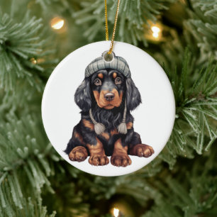 Personlig Gordon Setter Hund Julgransprydnad Keramik