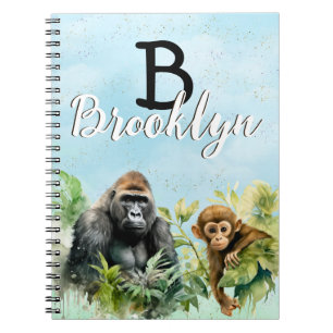 Personlig Gorilla Chimpanzee Jungle Monogram Anteckningsbok