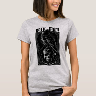 Personlig Goth Mamma, Raven & Skull T-Shirt