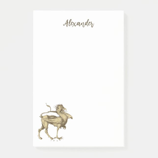 Personlig Gothic Griffin Renaissance Dragon Post-it Block (Framsida)