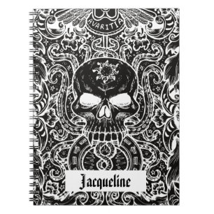 Personlig Gothic Skull Mörk Art-anteckningsbok Anteckningsbok