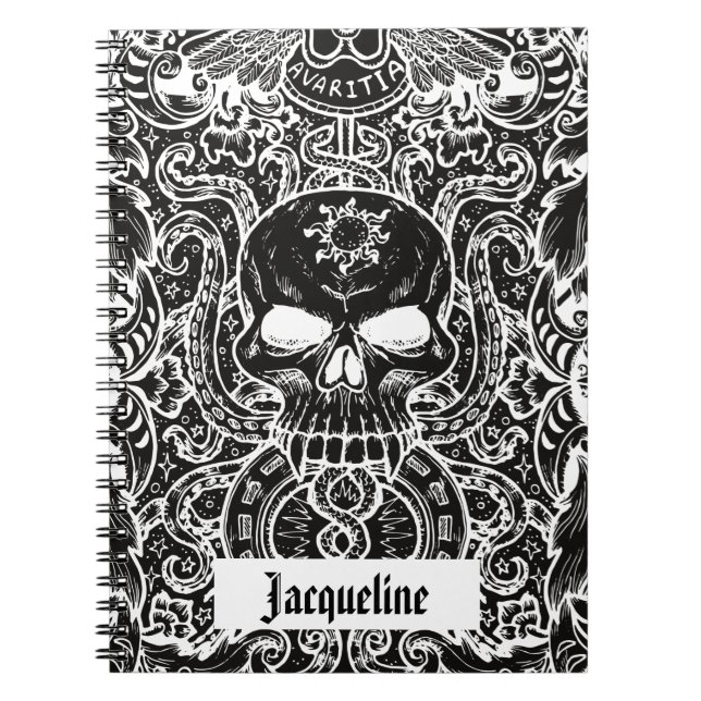 Personlig Gothic Skull Mörk Art-anteckningsbok Anteckningsbok (Framsidan)