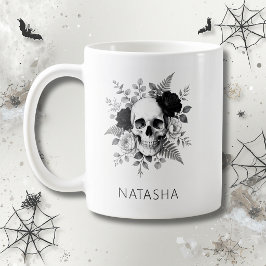 Personlig gotisk dödskalle Halloween  Kaffemugg