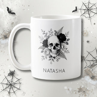 Personlig gotisk dödskalle Halloween Kaffemugg