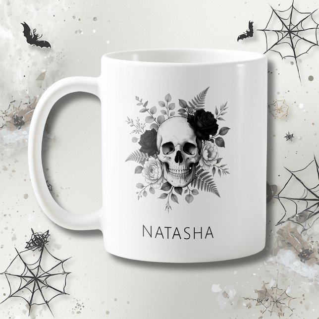 Personlig gotisk dödskalle Halloween  Kaffemugg (Skapare uppladdad)