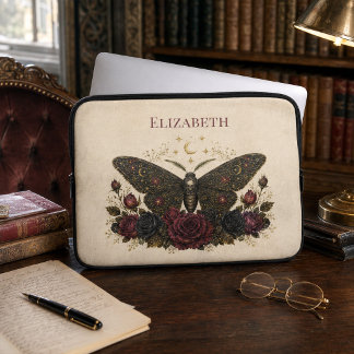 Personlig gotisk fjäril rosor vintage elfenben laptop fodral